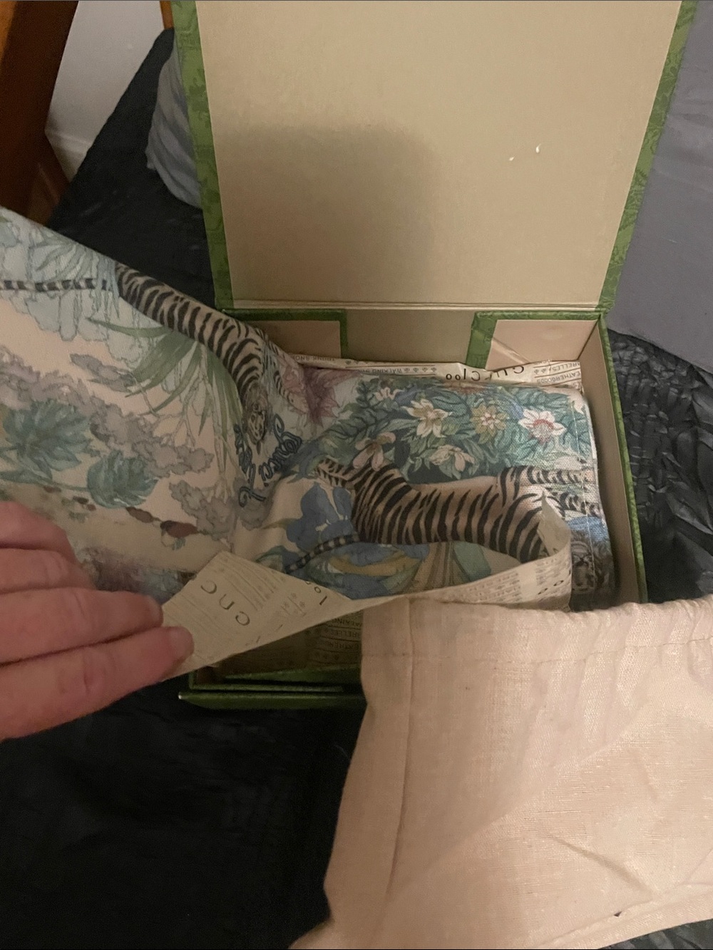 Gucci Floral Tiger Canvas Tote — Cream, Green, Blue - Picture 14 of 17